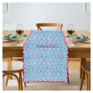 Hand Block Printed Cotton Bohemian Woven Edge <b>Table</b> <b>Runner</b> for <b>Wedding</b> Party Home & Restaurant Use-Eco-Friendly & Durable - Product Image 2