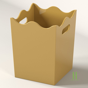 Poubelle en laque durable avec poignées, corbeille à déchets en bois artisanal pour la décoration de la maison, le bureau, l'hôtel - Product Image 5