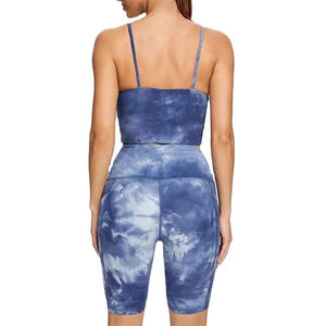 Wholesale New 2 Piece Set <b>Tight</b> Yoga Suit Quick Drying Top Fitness Summer Shorts Gym Short Sleeves Running Sports Bra for Women - Product Image 2