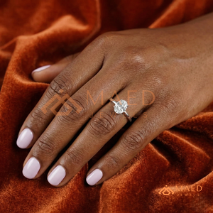 Elegant 925 Sterling <b>Silver</b> Oval Cut Solitaire Diamond Engagement <b>Ring</b> with Classic <b>Plain</b> Band for Women - Product Image 4