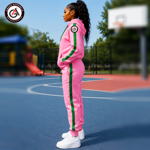 Survêtement personnalisé pour femmes avec broderie Soror rose et verte |   Survêtement de jogging brodé sur mesure pour sororité, 100 % coton molletonné - Product Image 3
