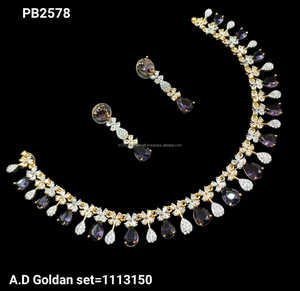 ชุดสร้อยคอเพชรเม็ดเดียวชุบเงินแบบอเมริกันคลาสสิกชุดสร้อยคอเพชรพร้อมต่างหูชุดของขวัญสำหรับผู้หญิง - Product Image 4