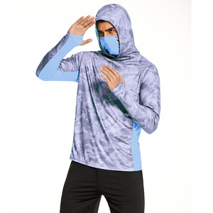 Camisa de pesca transpirable de manga larga con capucha y máscara facial, ligera, de secado rápido, ropa deportiva para exteriores para hombre a bajo precio. - Product Image 4