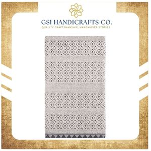 Alfombra de Algodón Tejida a Mano, Diseño Geométrico Moderno con Patrón de Diamantes, Estilo Boho, para Sala de Estar, Dormitorio, Hotel, Decoración del Hogar, OEM - Product Image 3