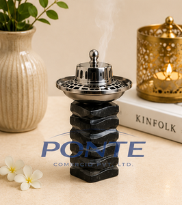 Modern Architectural Bukhoor Burner Luxury Geometric Incense Holder For Home Decor & Aromatherapy Stainless Steel Ventilated <b>Oud</b> - Product Image 4