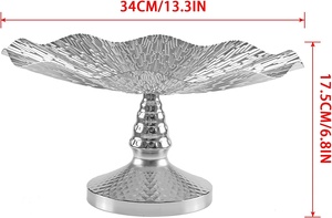 Bol de rangement en métal de haute qualité astucieusement conçu Base ondulée boule de fruits piédestal surélevé couleur argent pièce maîtresse de fête de mariage - Product Image 3