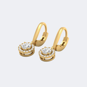 Boucles d'oreilles linéaires minimalistes de luxe plaquées or avec diamants synthétiques cultivés en laboratoire, taille ronde, 0,80 carat au total - Product Image 4