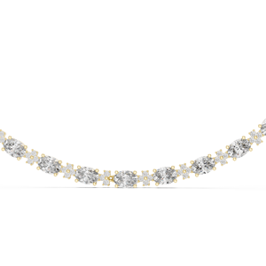 Collier tennis ovale floral en diamant de laboratoire, diamant taille ronde, or pur 14K, argent 925, collier de mariage raffiné pour femme, bijoux - Product Image 3