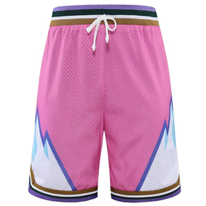 Shorts de basketball pour hommes 100 % polyester durables, avec logo d'équipe personnalisé, taille haute, cordon de serrage, séchage rapide, vêtements de sport - Product Image 3