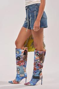 Shorts en jean taille haute pour homme avec franges et patchs, style patchwork décontracté en toile délavée à braguette boutonnée - Product Image 5