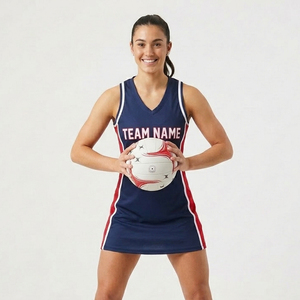 Maillot de netball personnalisé avec impression par sublimation, maillot de basketball sans manches à col en V, nom d'équipe imprimé, 15 uniformes sportifs imprimés - Product Image 6