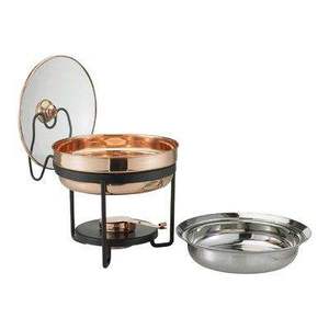 <b>Large</b> Copper and Steel Chafing Dish for Commercial Catering Events with Durable Construction and Elegant Polished Finished - Product Image 4