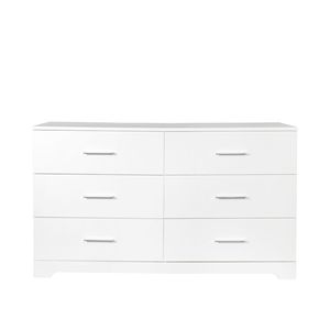 "<b>6</b> <b>Drawer</b> Freestanding White Chest of <b>Drawers</b> for Bedroom & Living Room Entryway MDF Construction" - Product Image 2