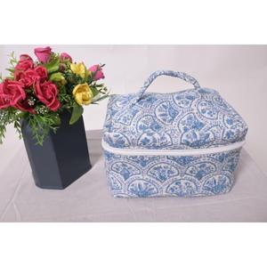 Bolsa de Maquillaje Floral de Algodón Grande para Uso Diario, Estilo Boho, con Cierre, para Organizar Cosméticos, Estilo Cottagecore, Bolsa de Viaje - Product Image 1