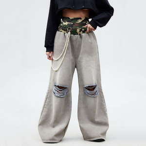 Pantalones Jogger Oversize para Mujer con Doble Cintura y Efecto Desgastado Glory, Calidad Premium, Venta al por Mayor OEM - Product Image 1