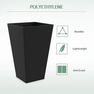 Set di 3 Vasi Neri per Piante da Interno con Foro di Drenaggio, Grandi Contenitori in Plastica per Giardino, Balcone e Orto - Product Image 4