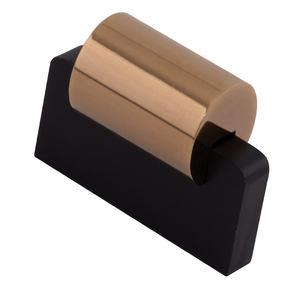 Poignée de meuble cylindrique bicolore en aluminium, design autruche, finition soie noire, PVD or, or rose, noir - Product Image 3