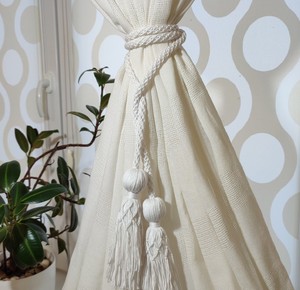 Long Curtain <b>Tiebacks</b> Cotton Tassels Custom Color, Farmhouse Style, Housewarming gift ideas, Bohemian Home Decor, Drape Holders - Product Image 2