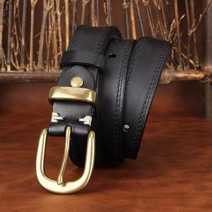 Cinturón de Cuero Genuino de Vaca de 3.8cm para Mujer, Doble Costura, Hebilla Cuadrada de Cobre, Diseño Floral, Color Marrón Claro, para Jeans - Product Image 5