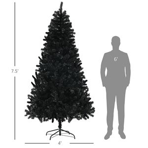 Albero di Natale Artificiale Nero Non Illuminato da 2,3 m con 1346 Punte di Rami e Base in Acciaio, Materiale PE PVC, Decorazione Natalizia, Apertura Automatica - Product Image 3