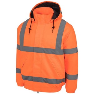 Sudadera con Capucha Ajustable, Reflectante LED, de Alta Visibilidad, con Logotipo Personalizable, de Invierno, Seguridad ANSI Clase 1, Forro Polar Naranja, Impermeable - Product Image 3