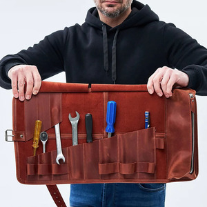 Wholesale handmade leather <b>tool</b> <b>rolls</b> organizer bags OEM supplier custom branding export quality portable storage for sale - Product Image 1