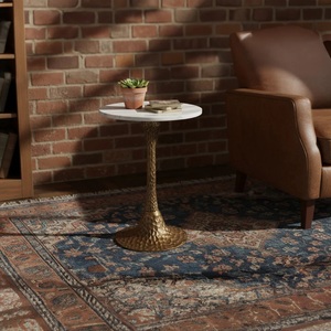 Premium Cast Aluminum Bar <b>Table</b> Round <b>Marble</b> <b>Top</b> Hammered Pedestal Base Elegant Design Durable Finish Luxury Home Accent - Product Image 4