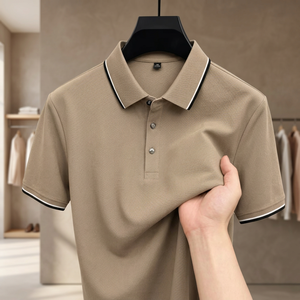 Men's Black for Shirt Short Sleeve Digital Printing Logo Breathable Casual Jersey Knitted Polyester/Cotton Solid Front Design - Product Image 2