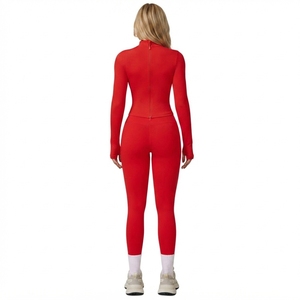 Ensemble de vêtements de sport pour femmes, 2 pièces, haut à manches longues avec fermeture éclair, leggings taille haute, fitness, yoga, entraînement, sportswear - Product Image 3