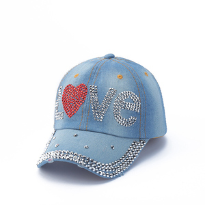 Fashion <b>Summer</b> Spring Rhinestone Printed Denim Baseball <b>Cap</b> Custom Logo Sport <b>Cap</b> for Women Men - Product Image 1