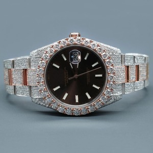 Reloj de Cuarzo de Lujo Unisex Chapado en Oro Rosa de 18K y Plata 925 con Diamante Moissanita Cultivado en Laboratorio, Estilo Ejecutivo, Joyería de Moda - Product Image 2