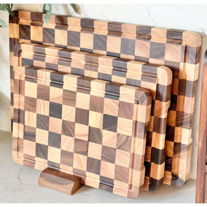 <b>Top</b> Quality Acacia Wood Cutting Board Set Of 3 Stylish <b>Checkered</b> Butcher Block Chopping Boards For Kitchen Factory Price - Product Image 1