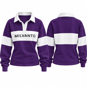 <b>Yellow</b> Custom Women’s Rugby <b>Polo</b> <b>Shirt</b> 100% Cotton 220 GSM Long Sleeve Rugby <b>Shirt</b> Premium Breathable Fabric <b>Polo</b> For Women - Product Image 5