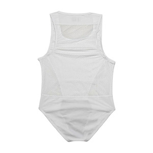 Débardeur de lutte blanc pour homme, sans manches, ajusté, respirant, avec empiècements en maille, toutes saisons, en Spandex et Polyester, taille élastique - Product Image 2