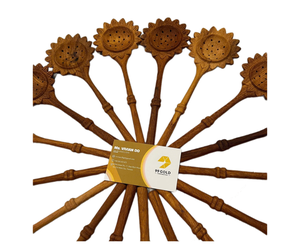 Rustic Sunflower Wooden Tea Spoon Strainer Natural Wood Loose Leaf Tea <b>Filter</b> Vietnam Wooden Spoon Long Handle New Wood Spoon - Product Image 1