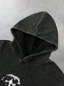 Mens acid wash oversized <b>hoodie</b> casual streetwear gym wear heavy fabric pullover <b>hoodie</b> winter - Product Image 5