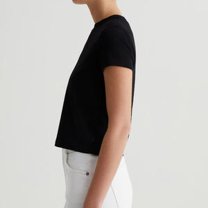 Womens Cropped Short Length Tshirt 180gsm O-neck Slim Fit Custom logo Screen Print Streetwear Knitted Women <b>Top</b> - Product Image 3