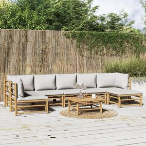 Set Lounge da Giardino Grigio Chiaro con Bambù Naturale per il Relax all'Aperto - Product Image 1