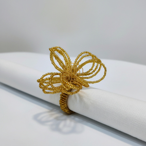 Porte-serviettes élégant doré perlé, fait main en bois et résine, idéal pour mariages et fêtes, design de table convivial - Product Image 1