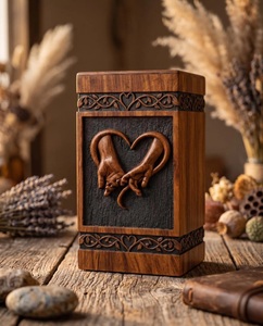 Hand Hand Heart Carved Wooden Urn for Human Pet Baby Ashes Eternal Love <b>Memorial</b> <b>Box</b> Handcrafted Solid Wood Eco-Friendly Durable - Product Image 5