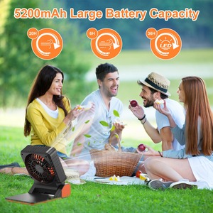 Ventilador de linterna LED Solar portátil para acampar, batería recargable de 5200mAh, 4 velocidades de viento, 3 modos de luz, temporizadores para senderismo, pesca, Viajes - Product Image 6