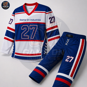 New Trendy Best Supplier Newest Wholesale Rate Custom Breathable Team Sports Apparel For Men Ice Hockey Jersey and Pants Sets - Product Image 5