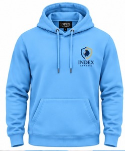 เสื้อฮู้ดดี้พรีเมียมผ้าฝ้าย แบรนด์ Index Apparel ปักโลโก้ตามสั่ง ทรงโอเวอร์ไซส์ สไตล์ลำลอง สตรีทแวร์ สีน้ำเงินสำหรับผู้ชาย - Product Image 2