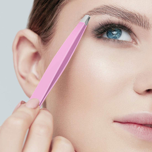 Premium Stainless Steel Eyebrow Tweezers Set with Purple PU <b>Leather</b> Case Precision Beauty Grooming <b>Tool</b> Kit - Product Image 5