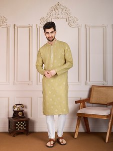 NiMa Creations <b>Men</b> Cotton Regular Fit Knee-Length Traditional Indian Pakistani Wedding Party Wear Reversible Quick Dry - Product Image 1