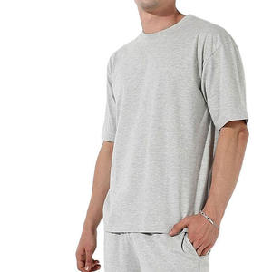 High Quality 100% Cotton <b>Knitted</b> Fabric Breathable Two-Piece Casual T-Shirt Shorts <b>Set</b> Men's Summer Thin Quick Drying Sports - Product Image 1