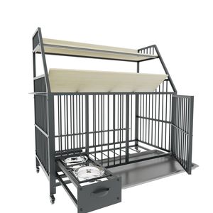 Grande Gabbia per Animali Domestici a Doppio Strato con Cassetti in Acciaio Inox per Cibo e Acqua, Rastrelliera in Ferro e Scaffale Portaoggetti per Famiglie con Più Animali - Product Image 4