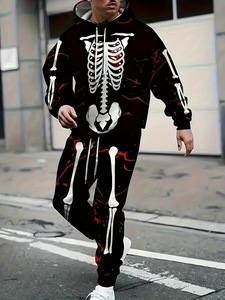 Ensemble de survêtement 2 pièces pour homme, imprimé squelette 3D, sweat à capuche et pantalon de jogging, tenue décontractée gothique pour Halloween - Product Image 6