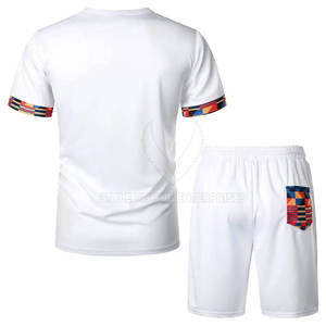 High Quality 100% Cotton <b>Knitted</b> Fabric Breathable Two-Piece Casual T-Shirt Shorts <b>Set</b> Lightweight Comfortable Gym Sportswear - Product Image 4