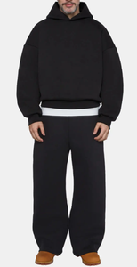 High Quality French Terry Cotton Oversized Baggy Sweatpants Custom Straight Curved Striped <b>Trousers</b> with <b>Drawstring</b> Rope - Product Image 5